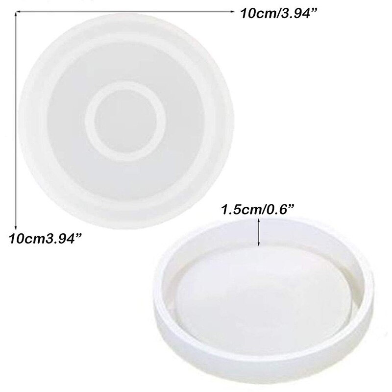 3 Pack Big DIY Round Coaster Silicone Mold, Diameter 3.94 inch/10cm, Molds for Casting with Resin, Cement