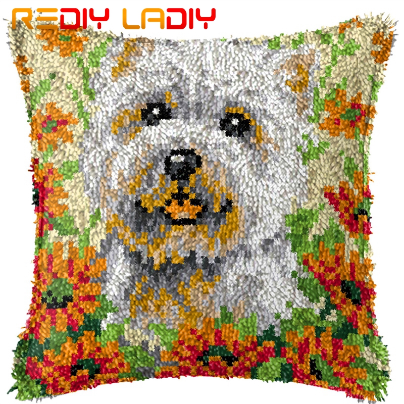 Latch Hook Kits Make Your Own Cushion Polar Bear Pre-Printed Canvas Crochet Pillow Case Latch Hook Cushion Cover Arts & Crafts: BZ733
