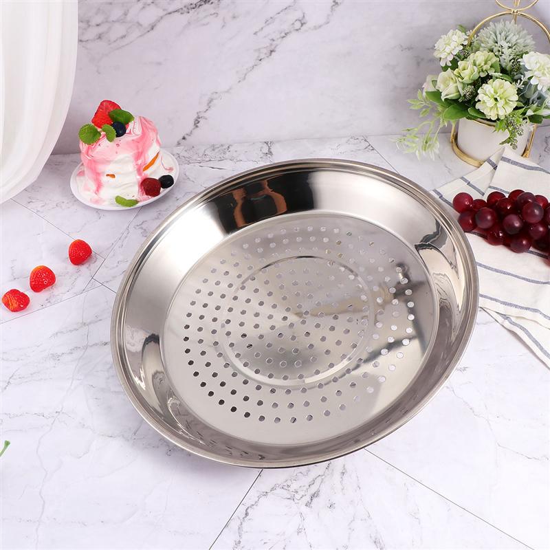 Plato humeante de acero inoxidable con agujeros, vaporizador grueso, utensilios de cocina