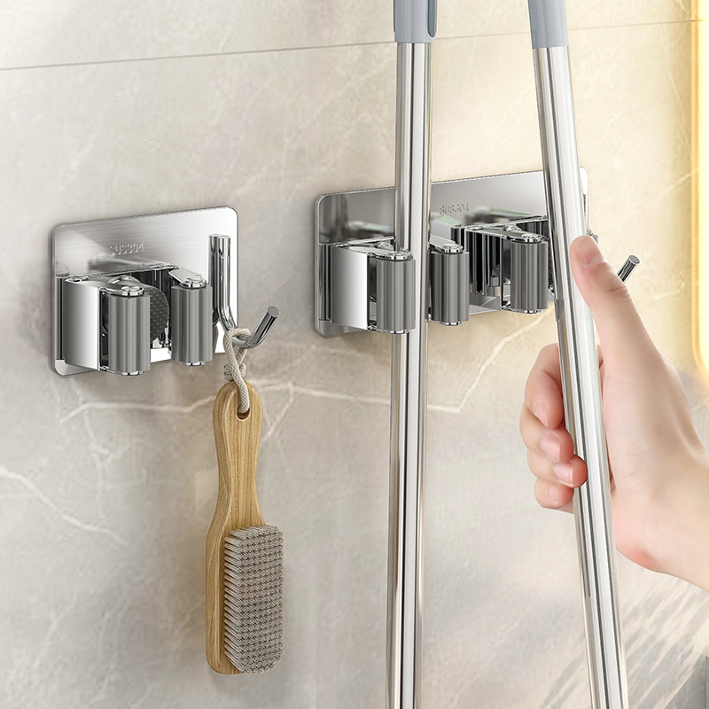Multi-purpose Mop Hooks Adhesive Wall Hanging Mop Rack Broom Hanger Hook Kitchen Bathroom Home Organizer Accessories