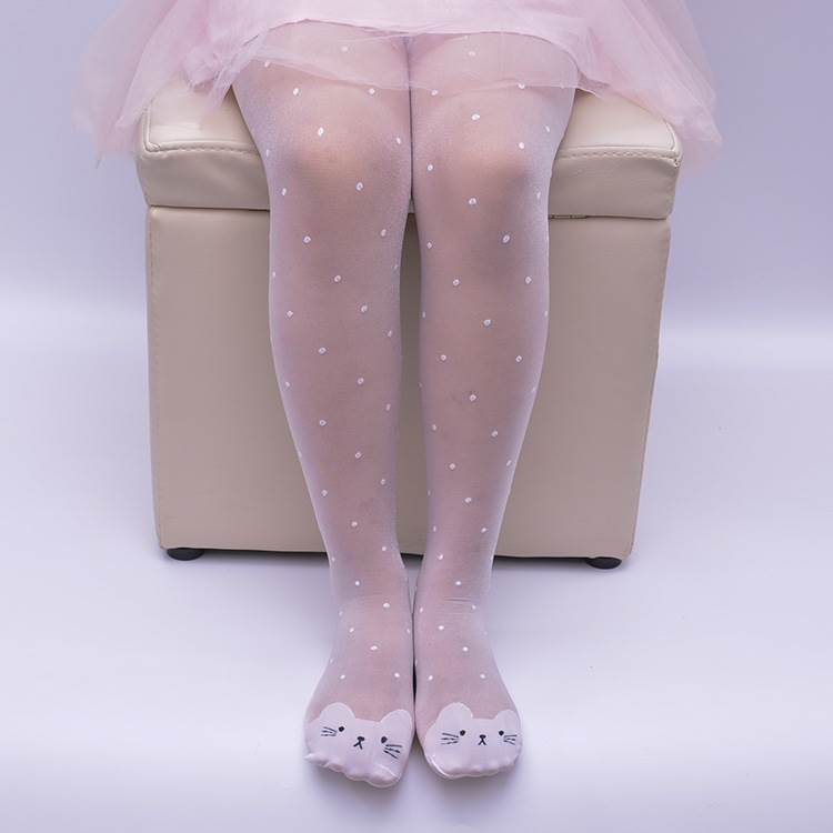 Kawaii Kid 'S Meisje Panty Cartoon Dunne Zijden Panty Snoep Kleuren Dots Dans Kous Kinderen Dot Panty Met katten