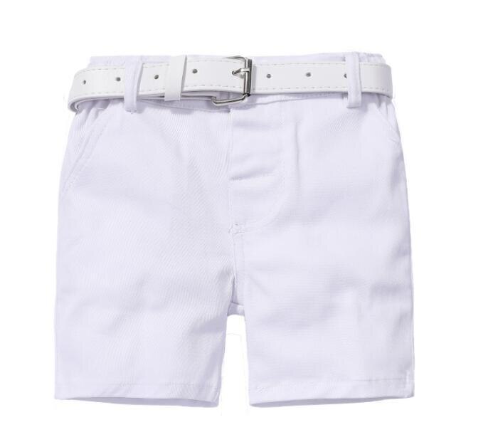 Ensemble d&#39;été pour garçons de 1 à 6 ans, chemise rose + short blanc + ceinture blanche, tenues solides, costume à la pour enfants