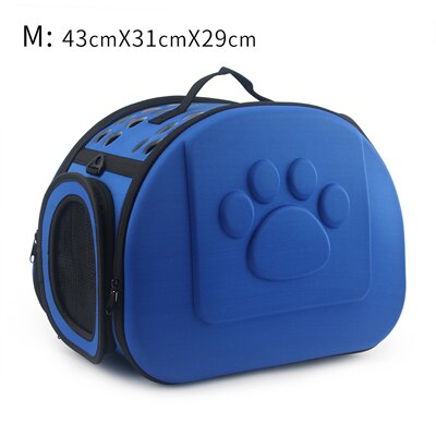 Pure Kleur Pet Carrier Bag Draagbare Outdoor Kat Opvouwbare Hond Reizen Tas Huisdier Puppy Carrying Schouder Hond Zakken: blue 43x31x29cm M