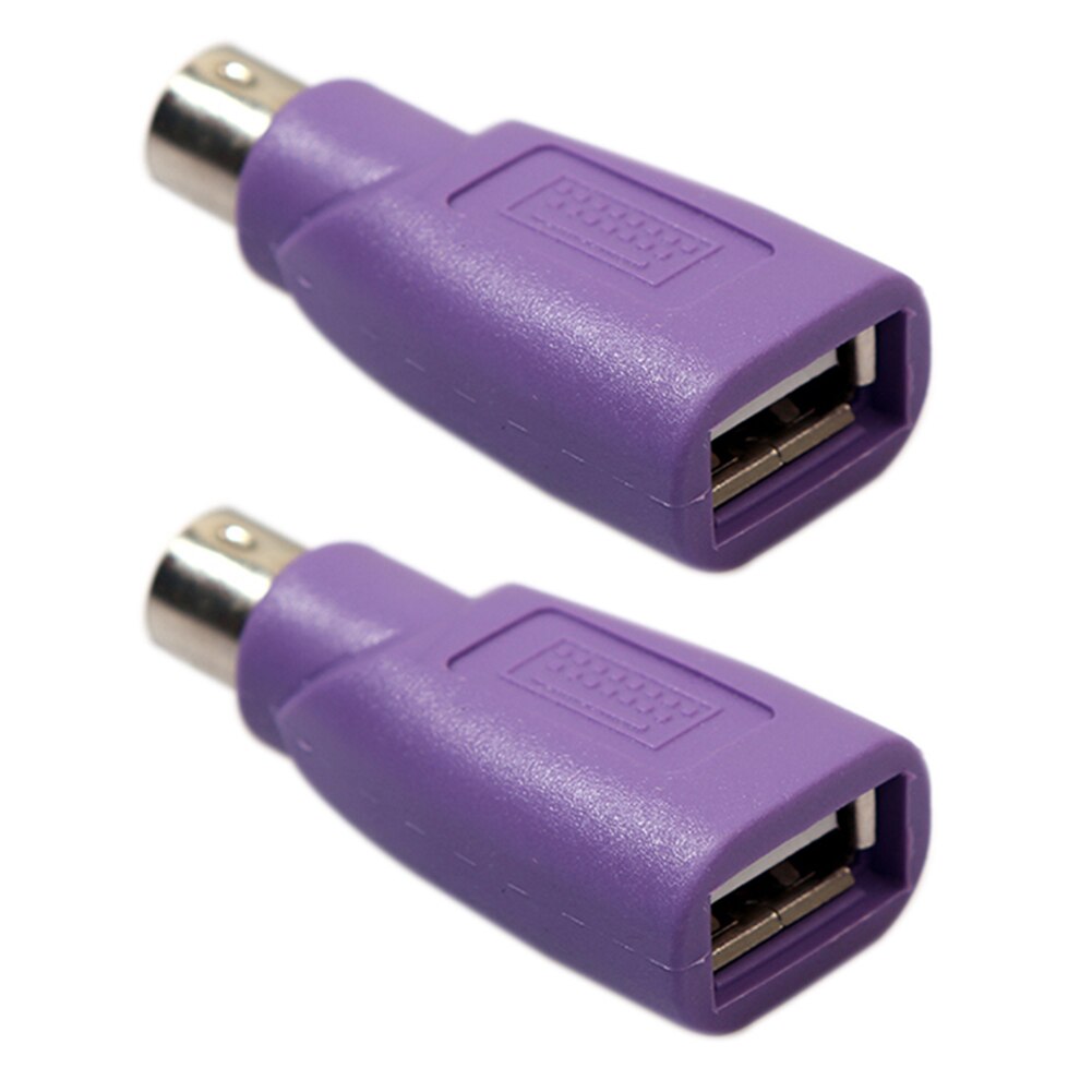 2/5pcs PS2 Male to USB Female Adapter Converter for Computer Mouse Keyboard Purple Computer Connect Accessories: 2Pcs