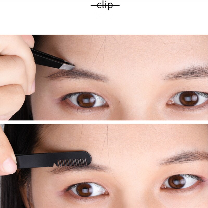 Tijeras negras para recortar cejas, pinzas de acero inoxidable, peine para raspar cejas, maquinilla de afeitar, Clip para cejas, juegos de herramientas de maquillaje
