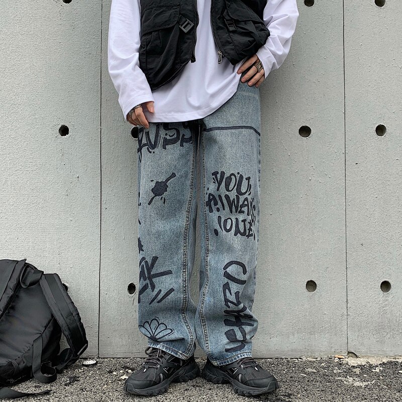 AIEOE Y2K Streetwear voor Mannen Hip Hop Baggy Joggingbroek Rechte Been