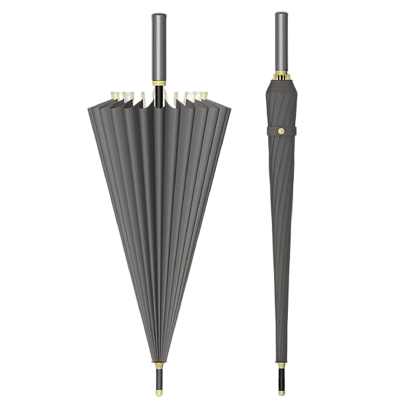 Automatic 24 Bone Umbrellas Solid-Color Reinforcement Windproof Parasols All-Weather Umbrellas For Rainy Day: Dark Grey
