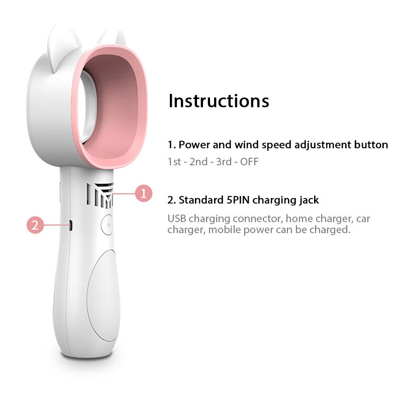 Elektrische Bladeless Ventilator Draagbare Draadloze Usb Opladen Mini Draadloze Handheld Fan 360 Graden Geen Blad Handy Cooler 3 Modus