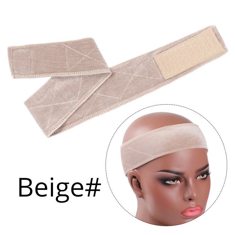 Bande de préhension élastique pour perruque, 1 pièces, doux, marron, Beige, bandeau en velours fin, écharpe, chapeau, pour empêcher les perruques de glisser: Beige-1pcs