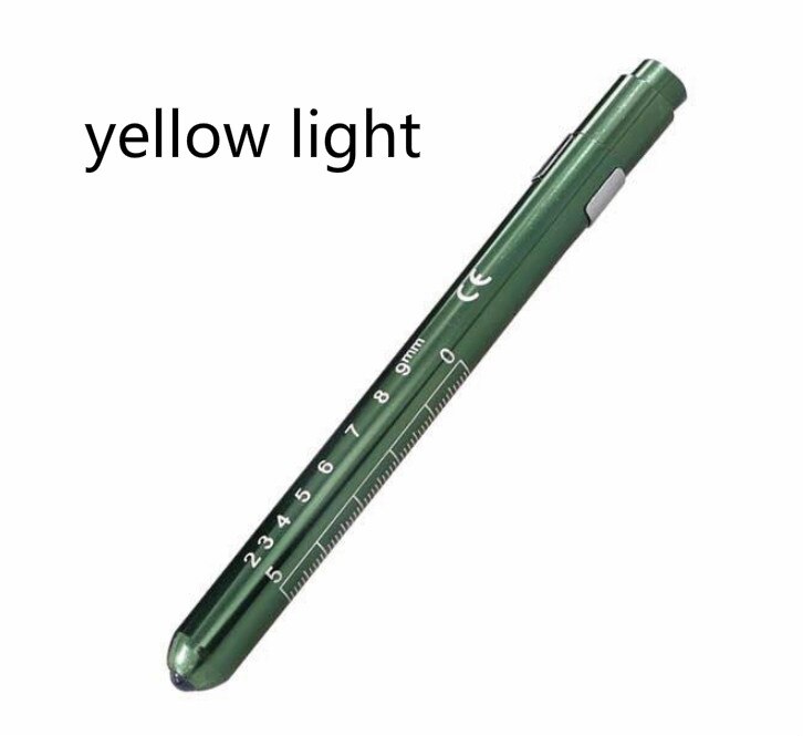 Portable LED Flashlight Work Light First Aid Pen Light Torch Lamp With Pupil Gauge Measurements Nurse Diagnosis: Khaki