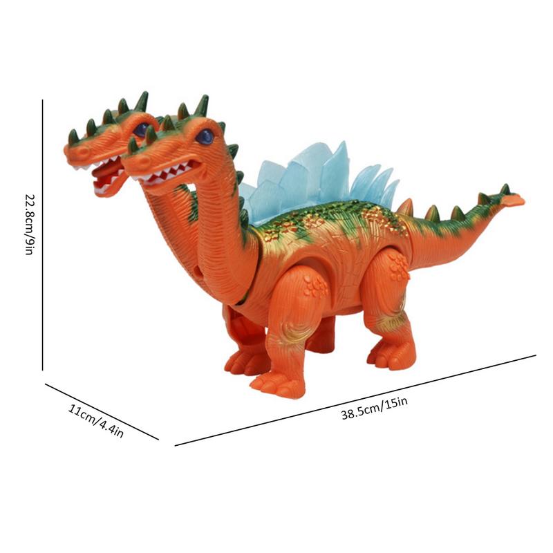 Stegosaurus dinosaurio speelgoed met twee hoofden kan lopen verlicht projectie klinkende knipperende elektronische dinosaurio kleur willekeurig