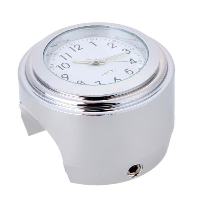 Universal 7/8" Motorcycle Handlebar Watch Waterproof Handle Bar Mount Dial Top Mount Clock For Scooter Bicycle Motor Bike ATV: Silver