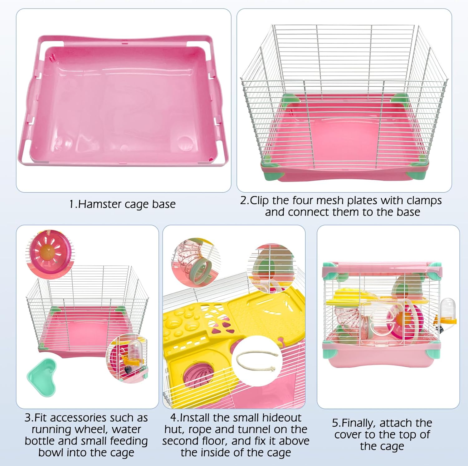 Gabbia per criceti portatile 2 strati habitat per criceti nani Gabbia da viaggio piccola con ruota per esercizi Custodia per criceti Gabbia per topo per cavalli