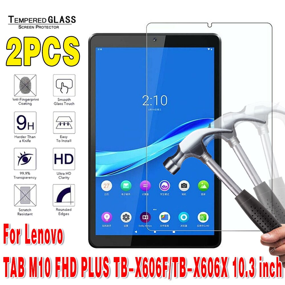 2Pcs Tempered Glass for Lenovo Tab E7 E10 M7 M8 M10 TB-X605F/M10 FHD PLUS 10.3 inch Full Cover Protective Screen Protector Film: TAB M10 PLUS 10.3