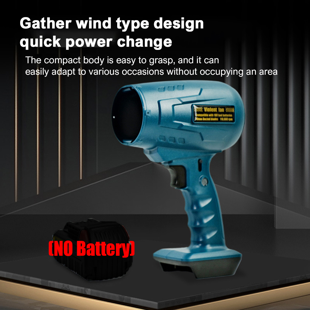 Jet-Gebläse, tragbarer heftiger Turbo-Lüfter für Makita/Dewalt/Milwaukee, 18 V, 20 V Lithium-Batterie, kabelloser Handventilator, 12-Blatt-Blatt-Blatt