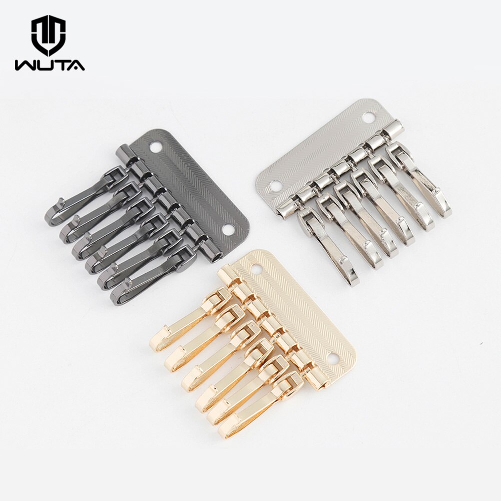 WUTA 2pcs Wallet Key Row 6 Hooks Metal Key Holders Hardware Rivet Hook Keyring Key Chain DIY Leather Accessories