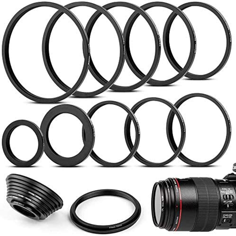 Filtre d&#39;anneau métallique, 52mm-67mm 52-67mm 52-67mm 52 à 67mm, lentille Step Up, adaptateur noir