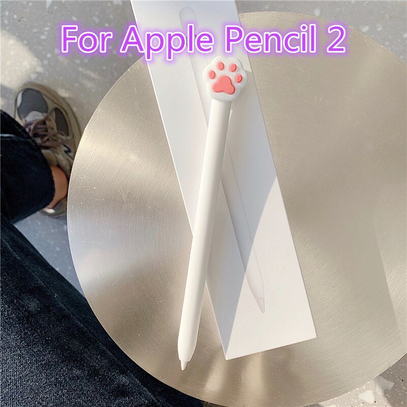 Cute Cat Claw For Apple Pencil 2/1 Case For iPad Tablet Touch Pen Stylus Cartoon Protective Sleeve Cover Flower Pencil Cases: WS514-2-3