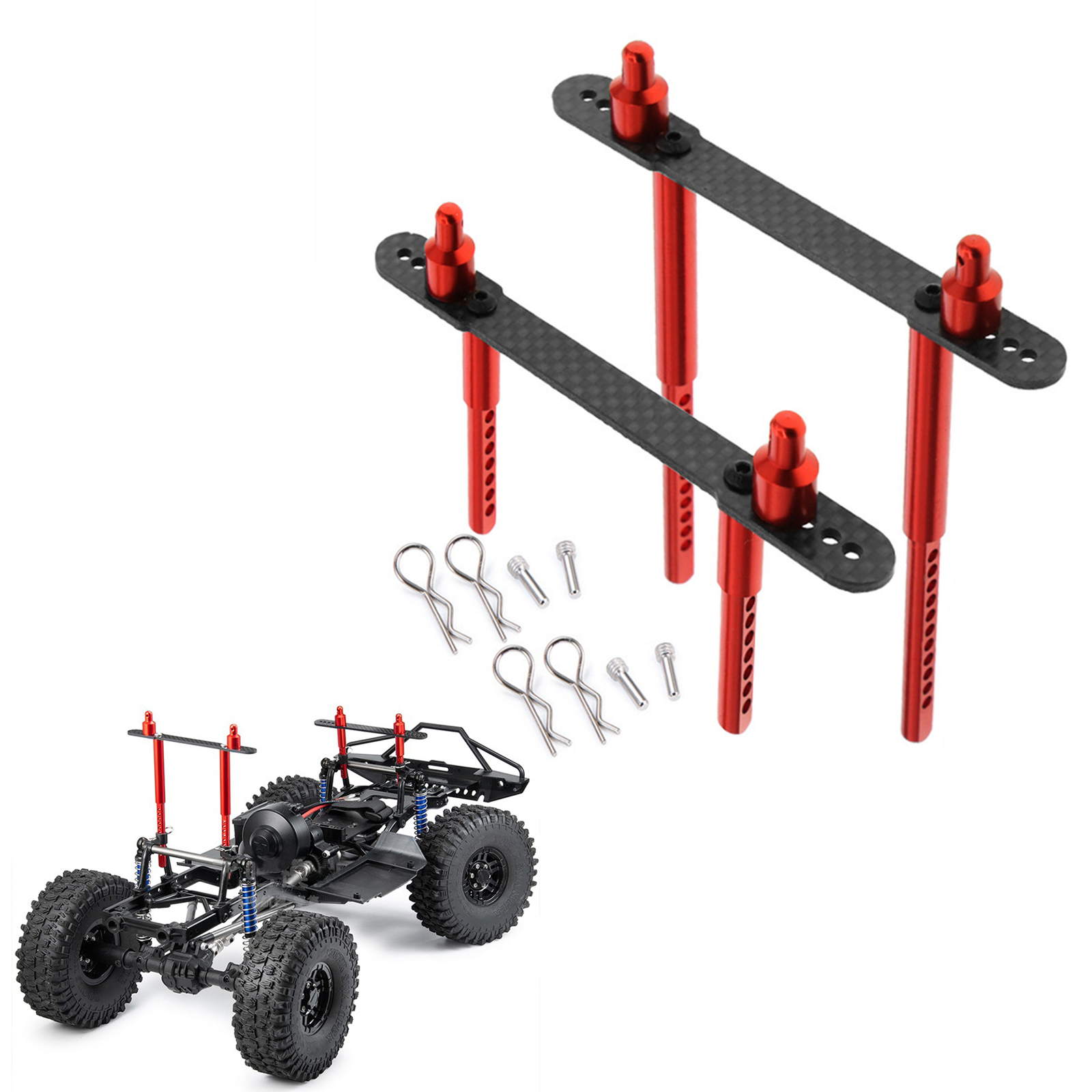 Supports De Carrosserie Avant/arrière Pour Voiture RC AXIAL SCX10 90046/90047 - 1/10, Métal Rouge, 26 Pièces