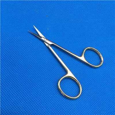 Øjensaks guldhåndtag kosmetisk plastikkirurgi instrument dobbelt øjenlågsværktøj oftalmisk operationssaks: 9.5cm lige