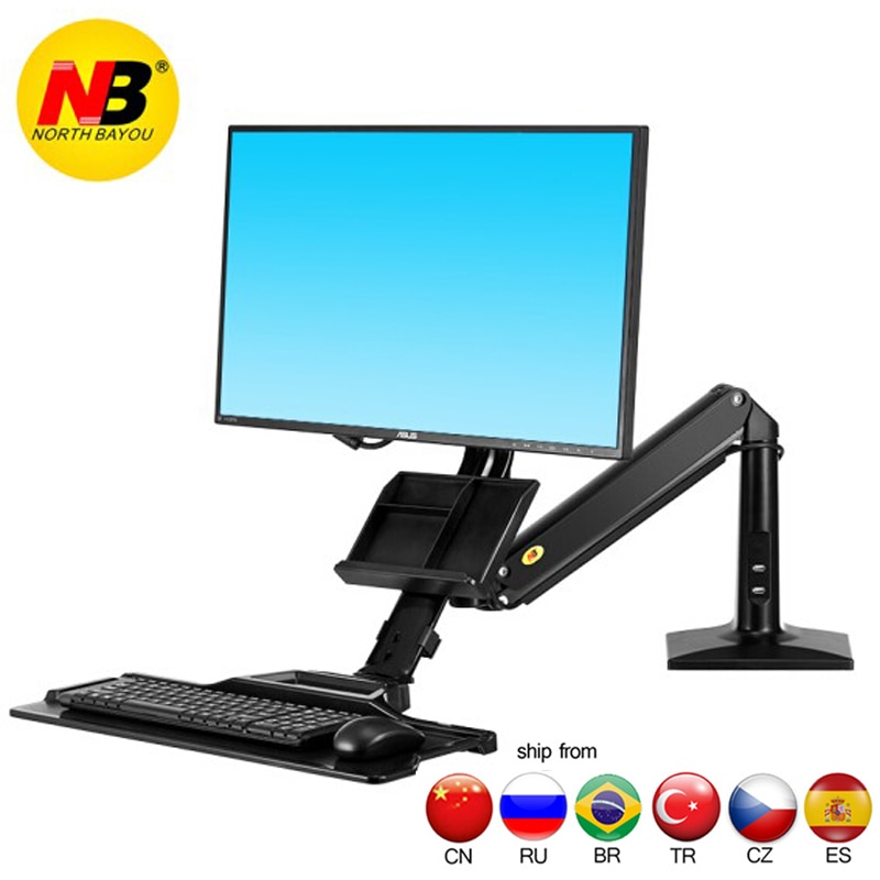 Nb FC35 190Cm Computer Sit-Stand Werk Station Desk Mount Laptop Table Stand Monitor Beugel Plank Met Toetsenbord plaat