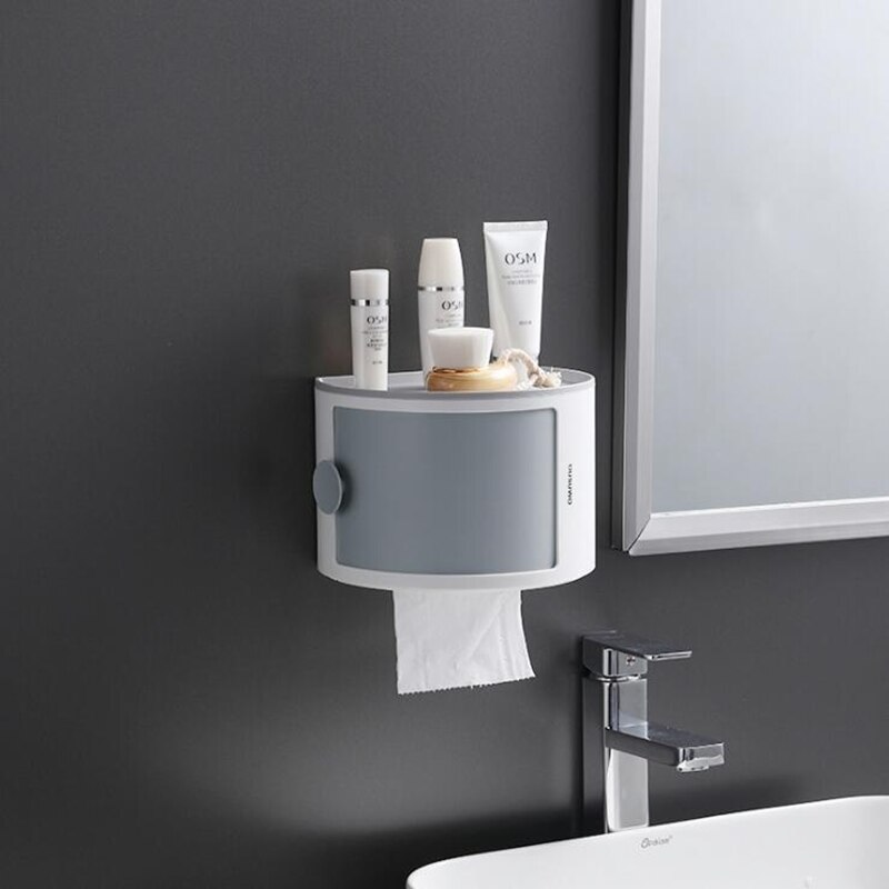 Badeværelse badeværelse opbevaring toiletpapir holder badeværelse arrangør opbevaring badeværelse hylder badeværelse tilbehør toiletrulle holde: Lysegrå