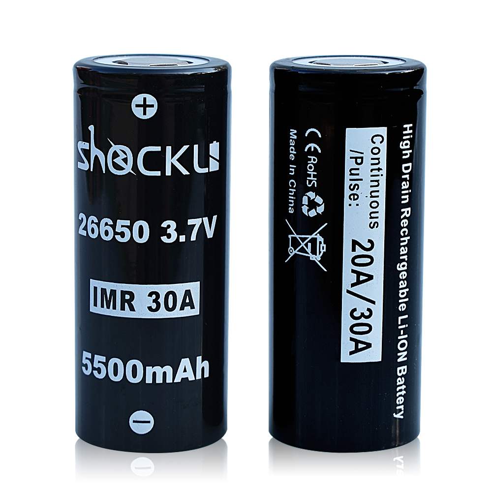2 Stuks 3.7V Shockli Imr 26650 Batterij 5500 Mah 30A Oplaadbare Li-Ion Batterij Flat Top Ontlading Met Case Voor zaklamp