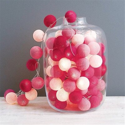20 lysdioder bomullsslinga lampor ac & batteri fairy lights utomhusdekoration krans julglob belysningskedja: Rosa tjej / Torrt batteri