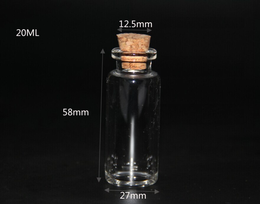 3 st 12/15/20/23/25/30/35/50/60/80/110ml glasflaskor med kork hantverk flaskor burkar bröllop tomma burkar behållare flaskor: 27 x 58mm 20ml