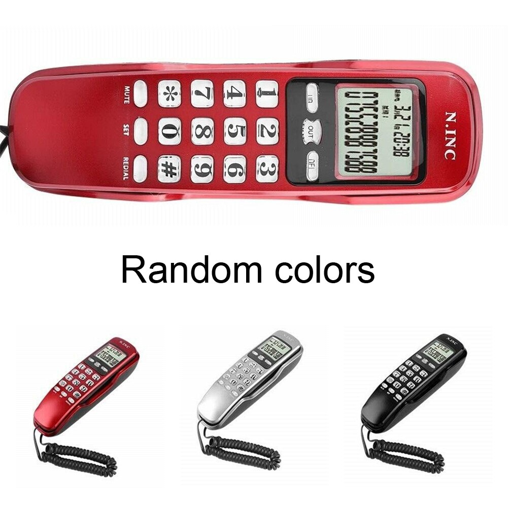 Mini Portable Home Office LCD Display Business Corded Telephone Wall Mounted Landline Caller ID Callback Ringtone Adjustment