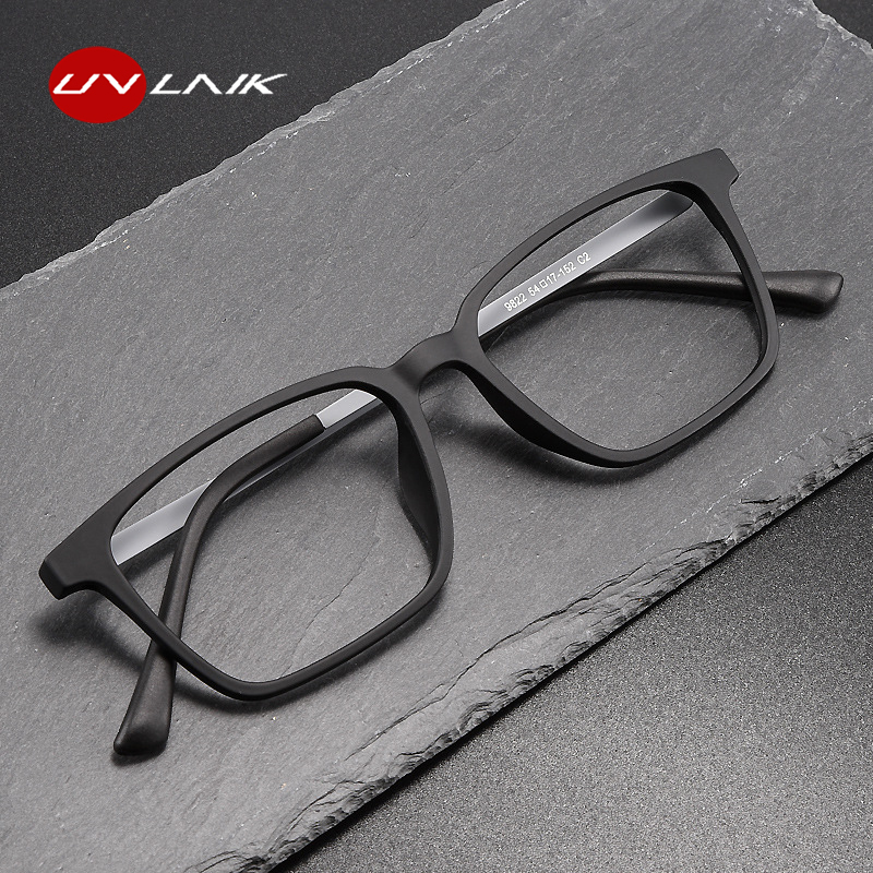 UVLAIK Ultralight TR90 Glasses Frame Men Pure Titanium Myopia Glasses Male Comfortable Square Large Frame Optical Eygglass Lense