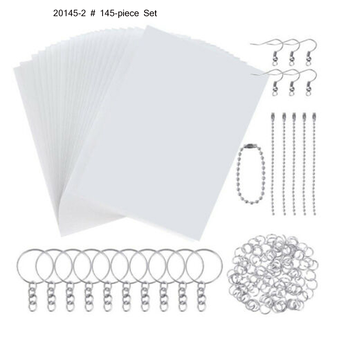 198PCS Heat Shrink Sheet Plastic Kit Shrinky Art Paper Hole Punch Keychains Pencils DIY Drawing Art Supply Heat Shrink: 145pcs set