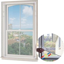 UpgradeAdjustable Magnetic Window Screen, Max 59 × 39 Inch DIY Window Mesh with White Frame, Fit for Any Smaller Size - E]
