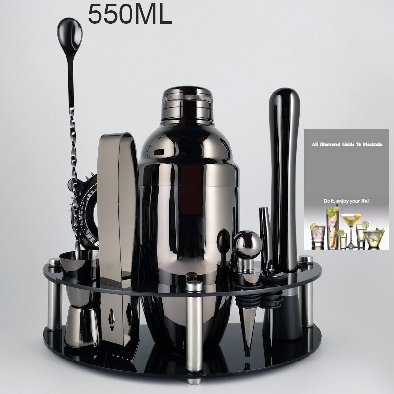 Martini Trinken Boston Edelstahl Shaker Home Bar Werkzeuge 800/750/600/450ml Cocktail Shaker Set bartender Kit Stehen: Black 550ML BL