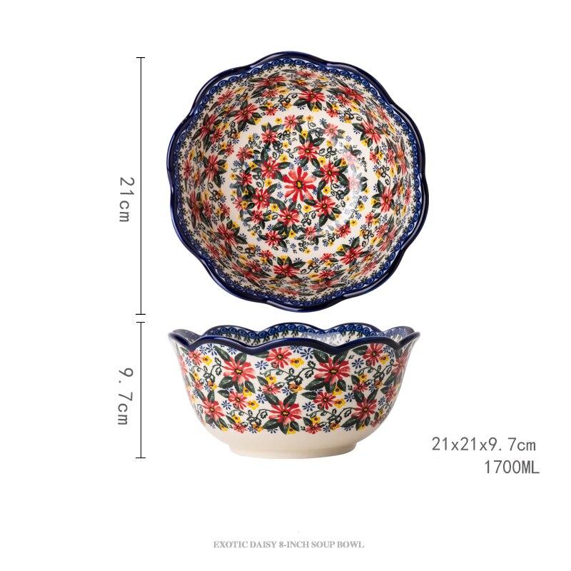 Vajilla de cerámica de Polonia para ensalada, juego de platos de tazón para platillo, plato de pescado de 13 pulgadas, tazón de fideos Binaural, olla de sopa de 2L: 8inch soup bowl