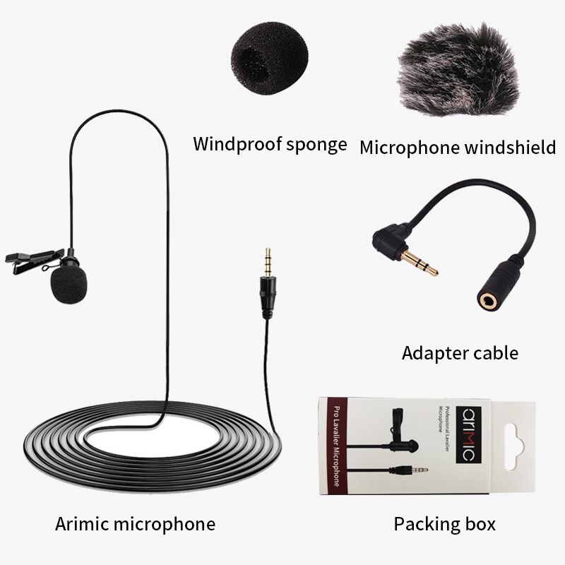 ulanzi Arimic 6M Cable Clip-on Lavalier Lapel Microphone Interview Mic Voice Recording For iPhone Android Smartphone/Tablet