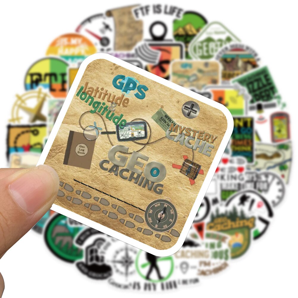 50pcs Outdoor Geocaching Stickers Decal Skateboard Laptop Luggage Phone Guitar Car Helmet Waterproof Sticker Kids DIY stickers