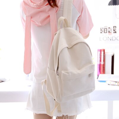 Simple Classic Designe Canvas Women Backpack School Student Book Bag Leisure Travel Young: Beige Small Canvas