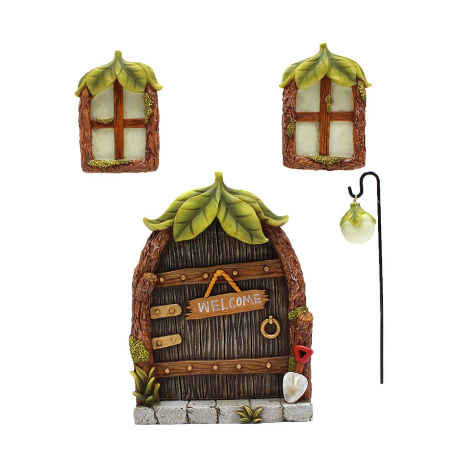 Miniature Fairy Garden Door Windows DIY Garden Sculpture Tree Decoration Craft House Door Glow In The Dark: D