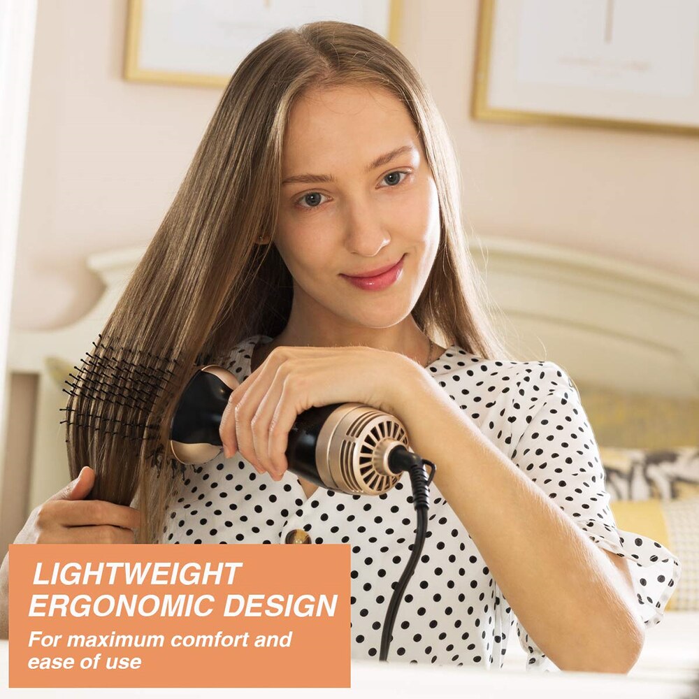 1000W Hair Dryer One Step Air Brush Styler and Volumizer Electric Blow Dryer Comb Salon Hair Curler Straightening Brush