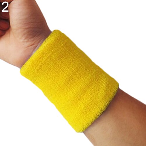 1PC Sports Wrist Band Sweatband Tennis Squash Badminton Wrist Support Brace Wraps Guards Gym Basketball Wristband: Yellow