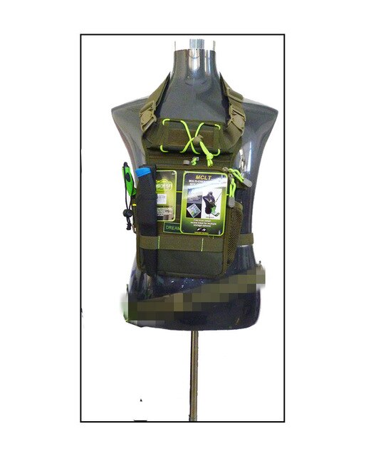 DREAM FISHING 17*6*22cm Multifunctional Fishing Tackle Bags + 17.5*15.5*3.5cm Fishing Box Storage Case Chest Bag Waist Leg Pack: Army Green