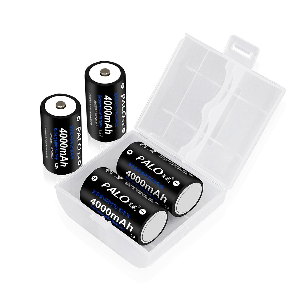 PALO 1-12 Uds tamaño C batería recargable tipo C LR14 batería 1,2 V NI-MH recargable C batería 4000mAh baja autodescarga