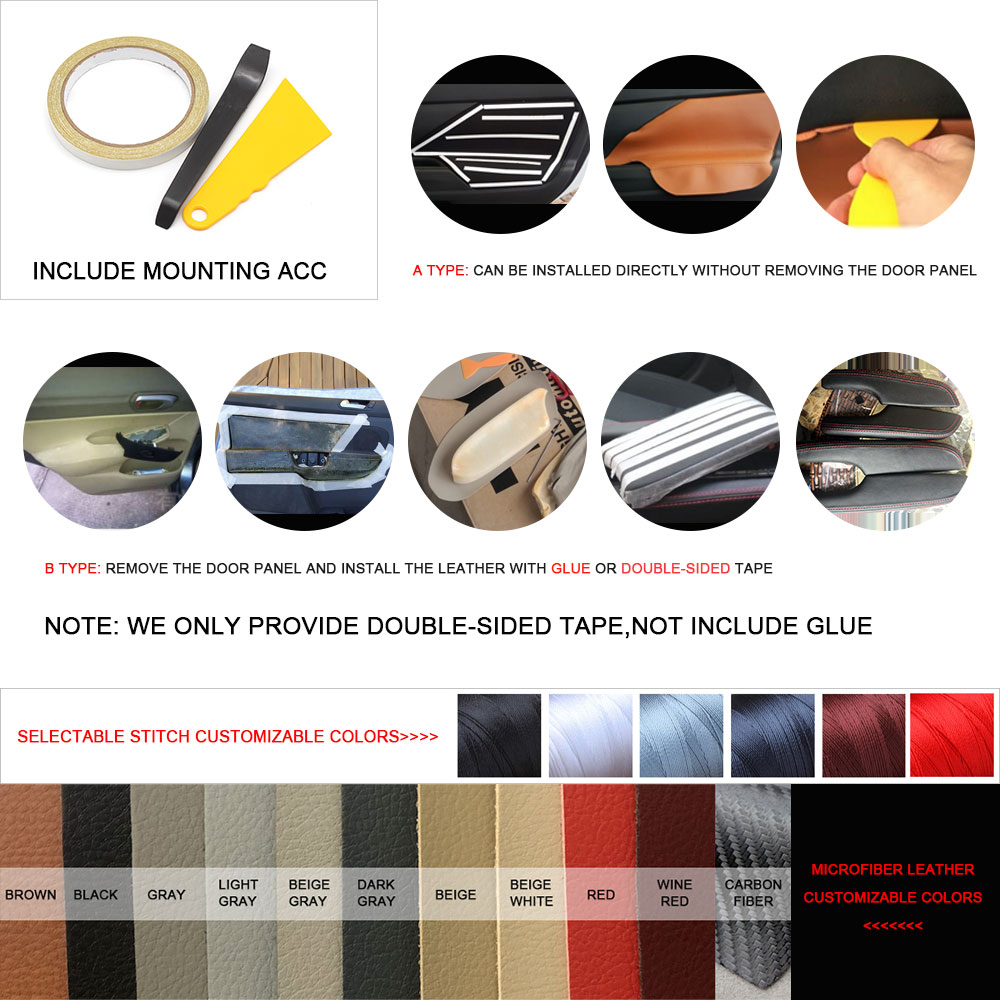 Cubierta suave del Panel de la puerta de cuero para Toyota Tacoma 2005 - 2 uds coche para Reposabrazos de puerta delantera Panel pegatina de recubrimiento de cubierta embellecedor con herramientas