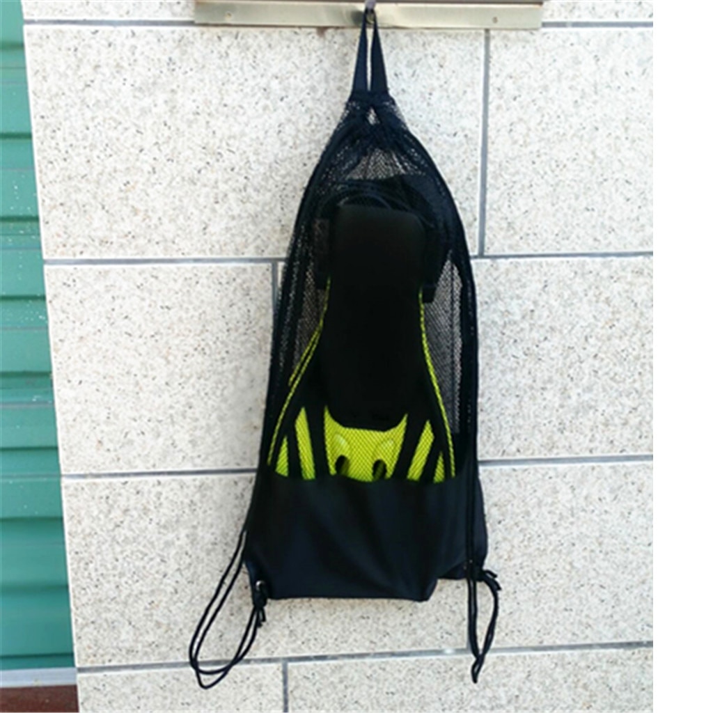 Pack 2 Black Scuba Diving Snorkel Swim Fins Mesh Drawstring Gear Bag & Shoulder Strap