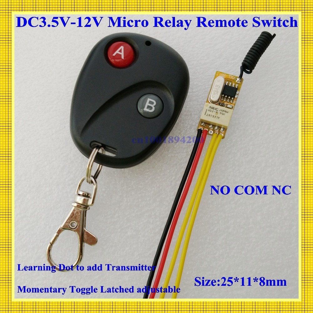 DC3V 3,6 V 3,7 V 5V 6V 7,4 V 9V 12V Mini relé interruptor inalámbrico Control remoto de potencia LED controlador de lámpara transmisor receptor Micro