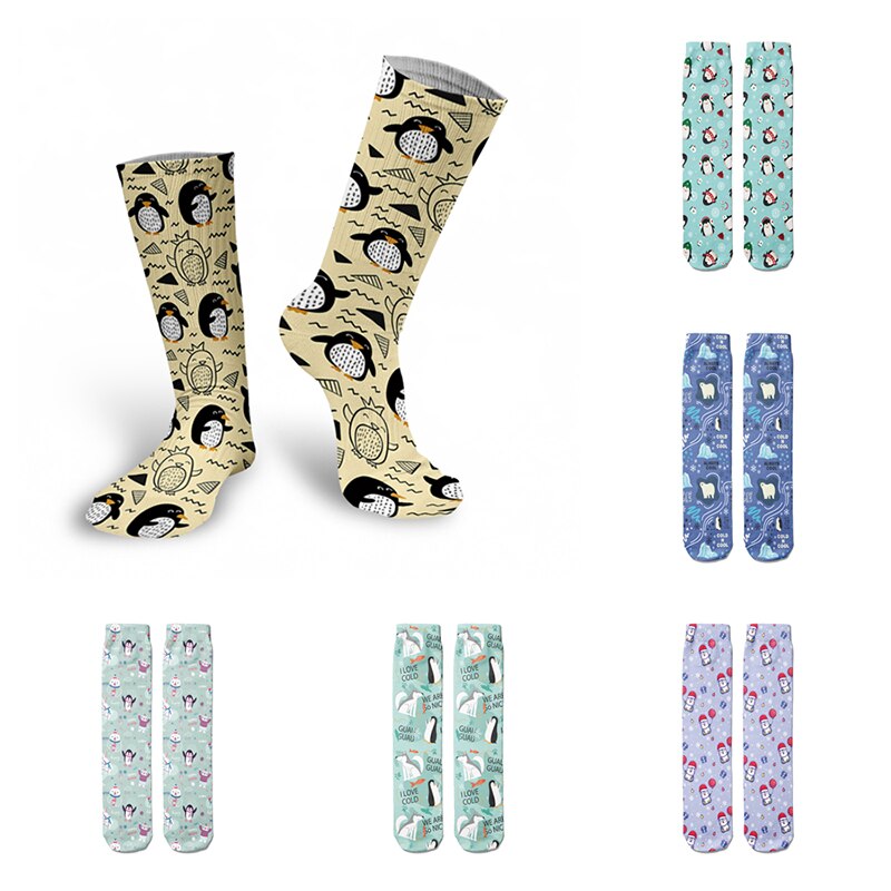 Calzini in cotone pinguino con stampa 3d di moda per donna calzini casuale unisex con pinguino alla caviglia calzini in cotone Kawaii carino autunno primavera