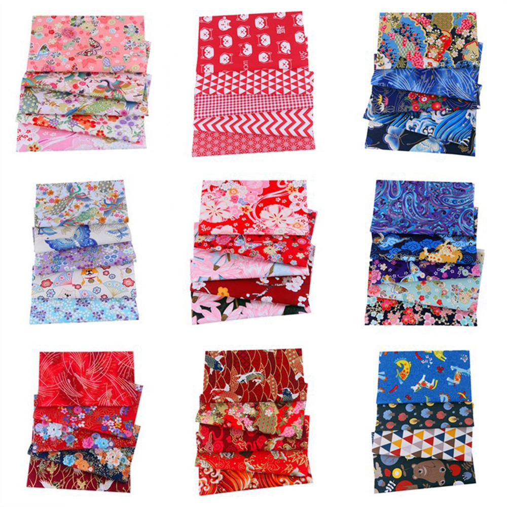Japanischen Gedruckt Baumwolle Patchwork Tuch einstellen Bronzing NäHenne Quilten Stoffe Blumen- DIY Handgemachte Gesicht Maske Zubehör 20x25cm