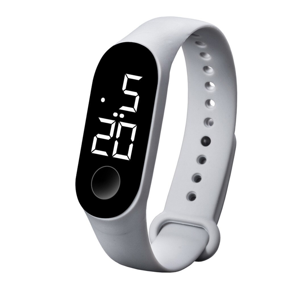 ! Relojes digitales Led con pantalla táctil, reloj de pulsera deportivo informal para mujer, reloj electrónico luminoso LED resistente al agua: gray