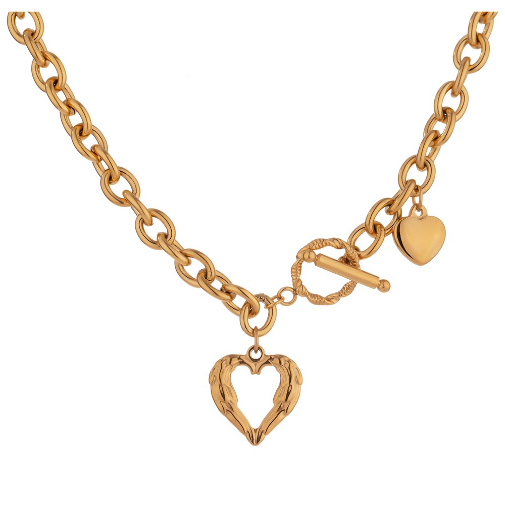 Yhpup Oro in Acciaio Inox Cuore Collares Dichiarazione di Struttura del Metallo Geometrica Collana Del Collare A Catena per Le Donne del Regalo di Anniversario Nuovo: Default Title